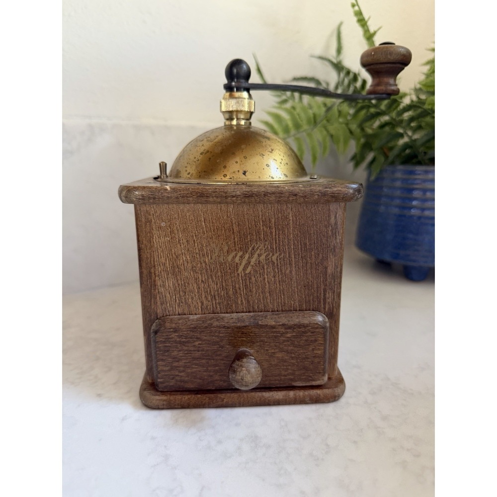 Zassenhaus Wood Coffee Kaffee Mill Grinder Brass Handle Crank Germany Vintage